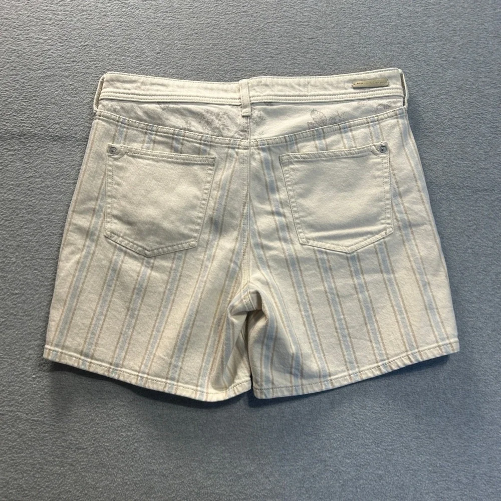 Pilcro Anthropologie Slim Boyfriend Shorts Womens 30 Ivory Blue Stripe Denim